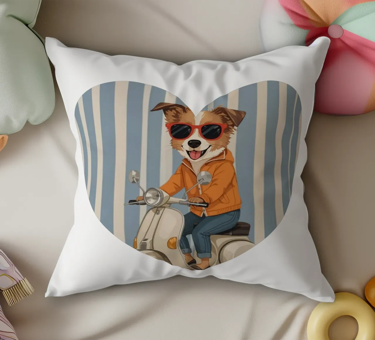 Cane cool su uno scooter cuscino da Doodle Dreams Art