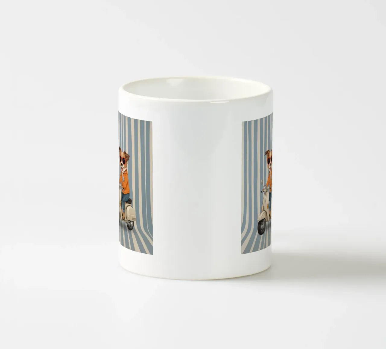 Cane cool su uno scooter tazza in ceramica da Doodle Dreams Art