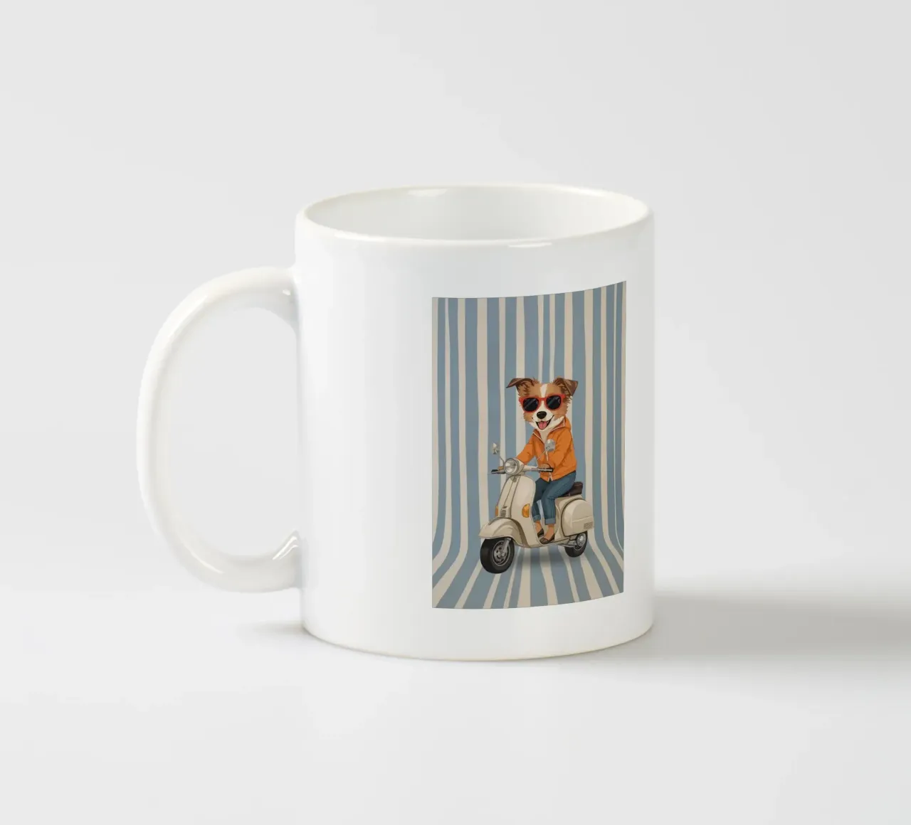 Cane cool su uno scooter tazza in ceramica da Doodle Dreams Art