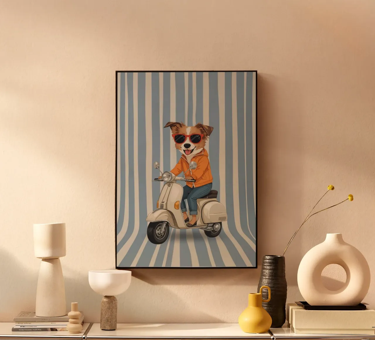 Cane cool su uno scooter alluminio dibond da Doodle Dreams Art