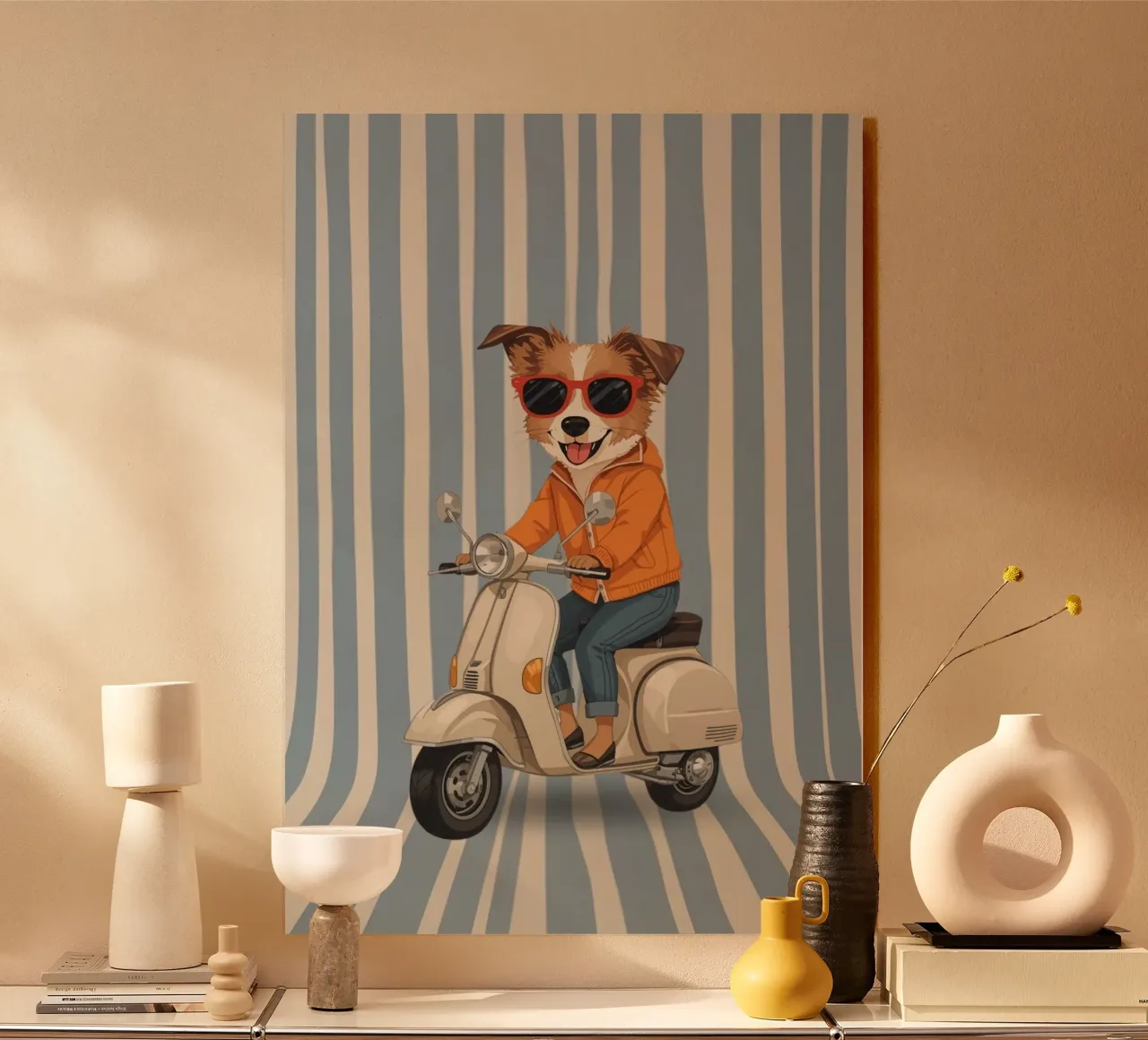 Cane cool su uno scooter alluminio dibond da Doodle Dreams Art