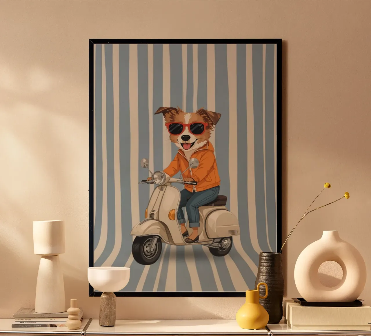 Cane cool su uno scooter carta hahnemühle da Doodle Dreams Art