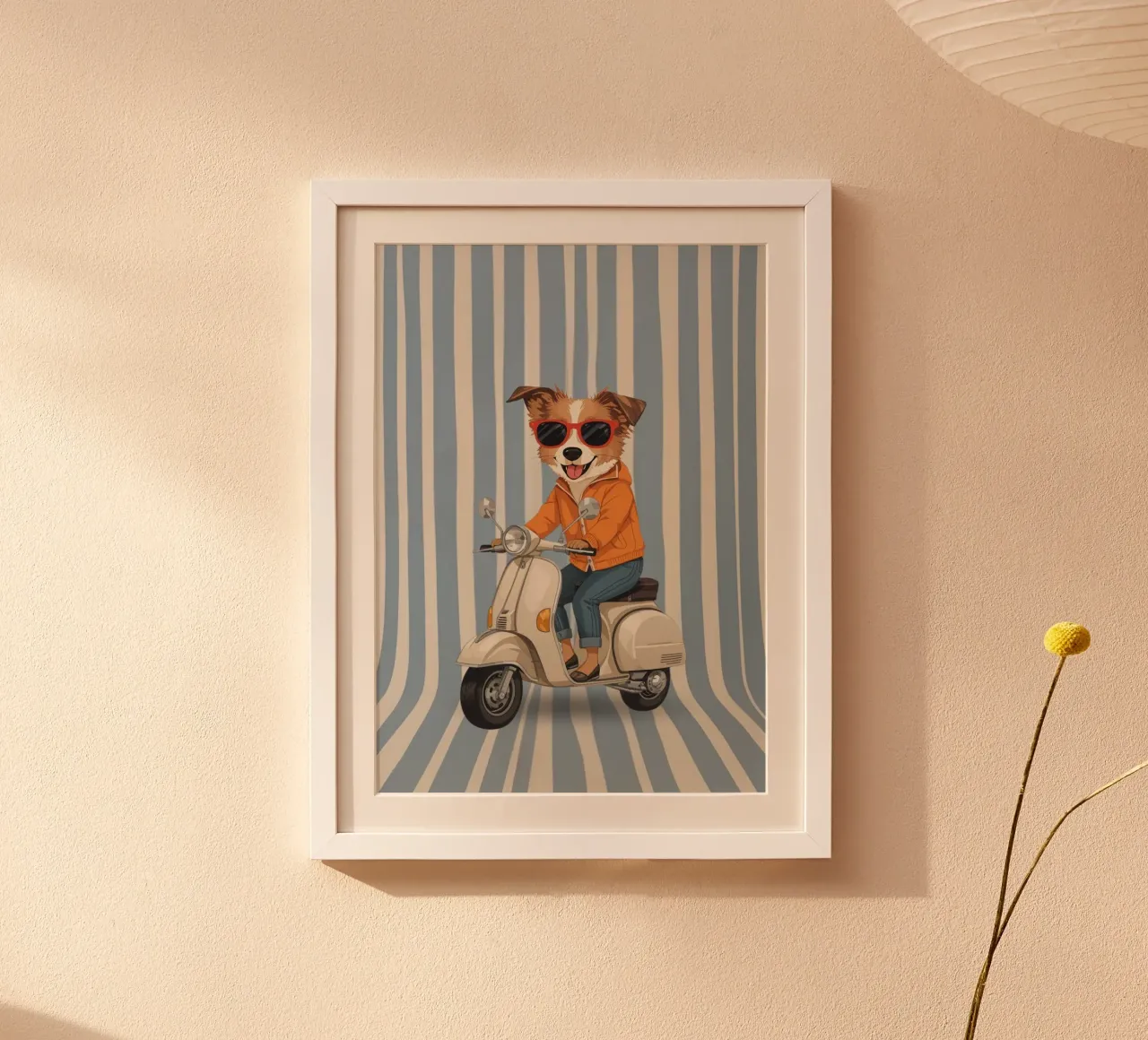 Cane cool su uno scooter carta hahnemühle da Doodle Dreams Art