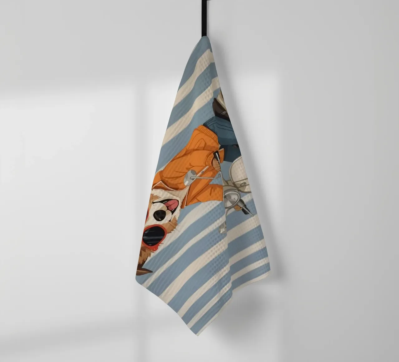 Cane cool su uno scooter canovaccio da cucina da Doodle Dreams Art