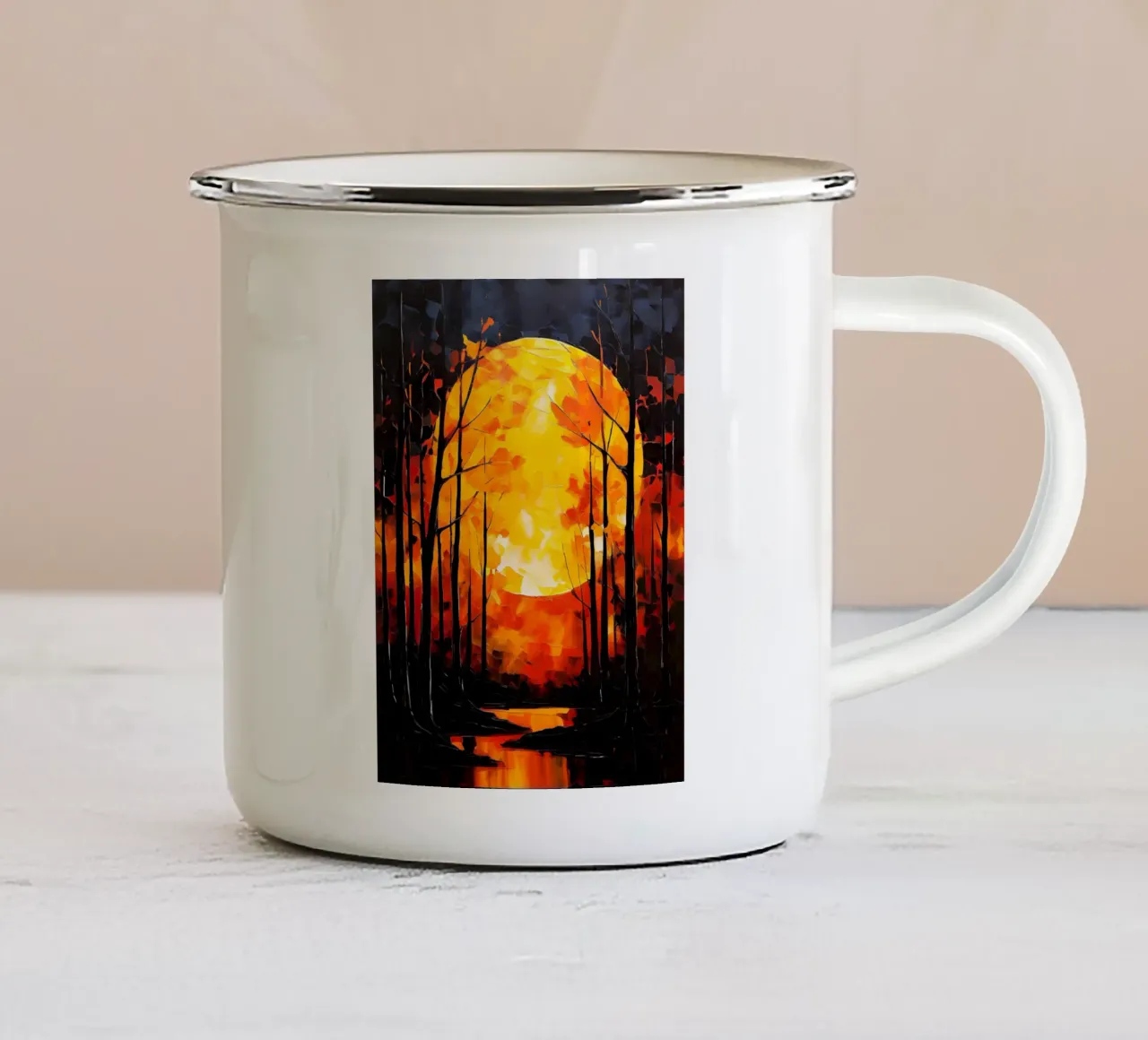 Foresta illuminata dalla luna tazza in smalto da Artistic-shop