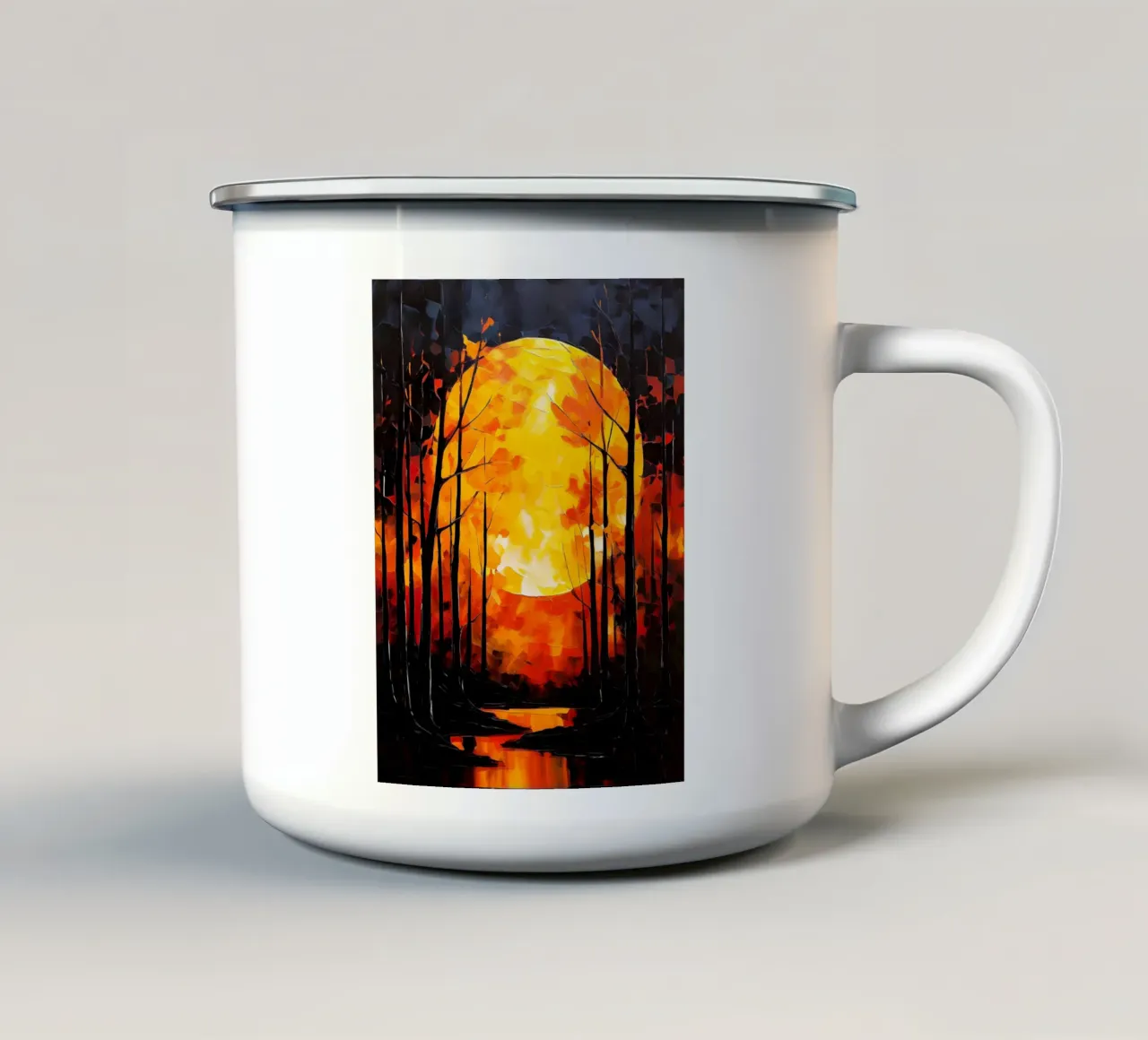 Foresta illuminata dalla luna tazza in smalto da Artistic-shop