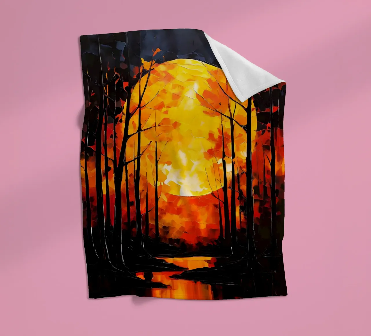Foresta illuminata dalla luna coperta in pile da Artistic-shop