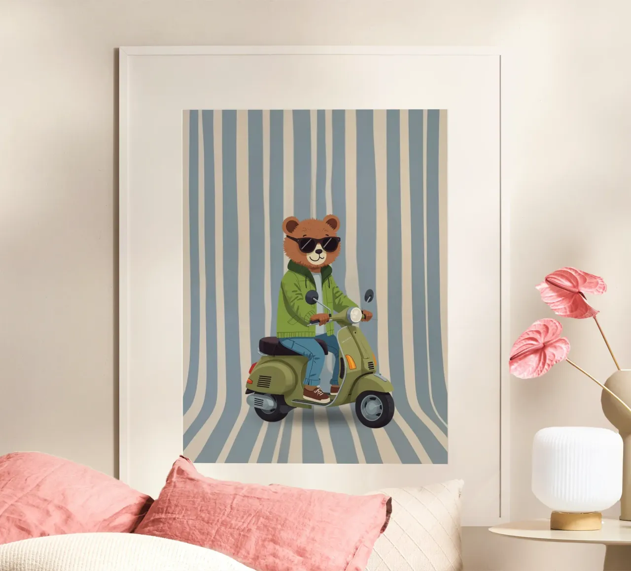 Cool Bear on a Scooter poster by Doodle Dreams Art