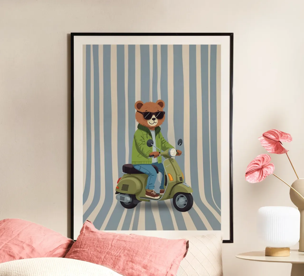 Cool Bear on a Scooter poster by Doodle Dreams Art
