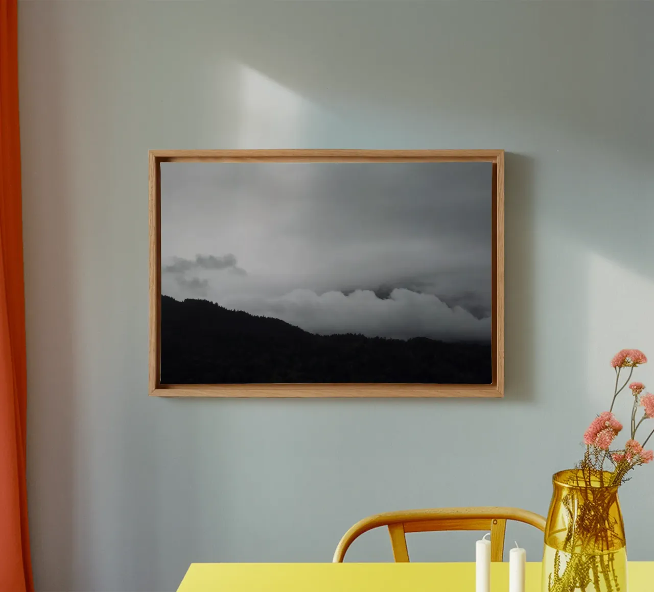 black mountains and white clouds tela con Cornice a cassetta da Studio Nahili