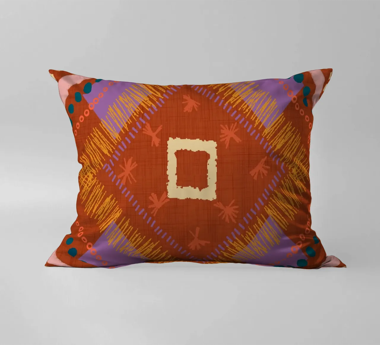 Boho Jewel Diamond Rust - Geometrico eclettico cuscino da susanacosta