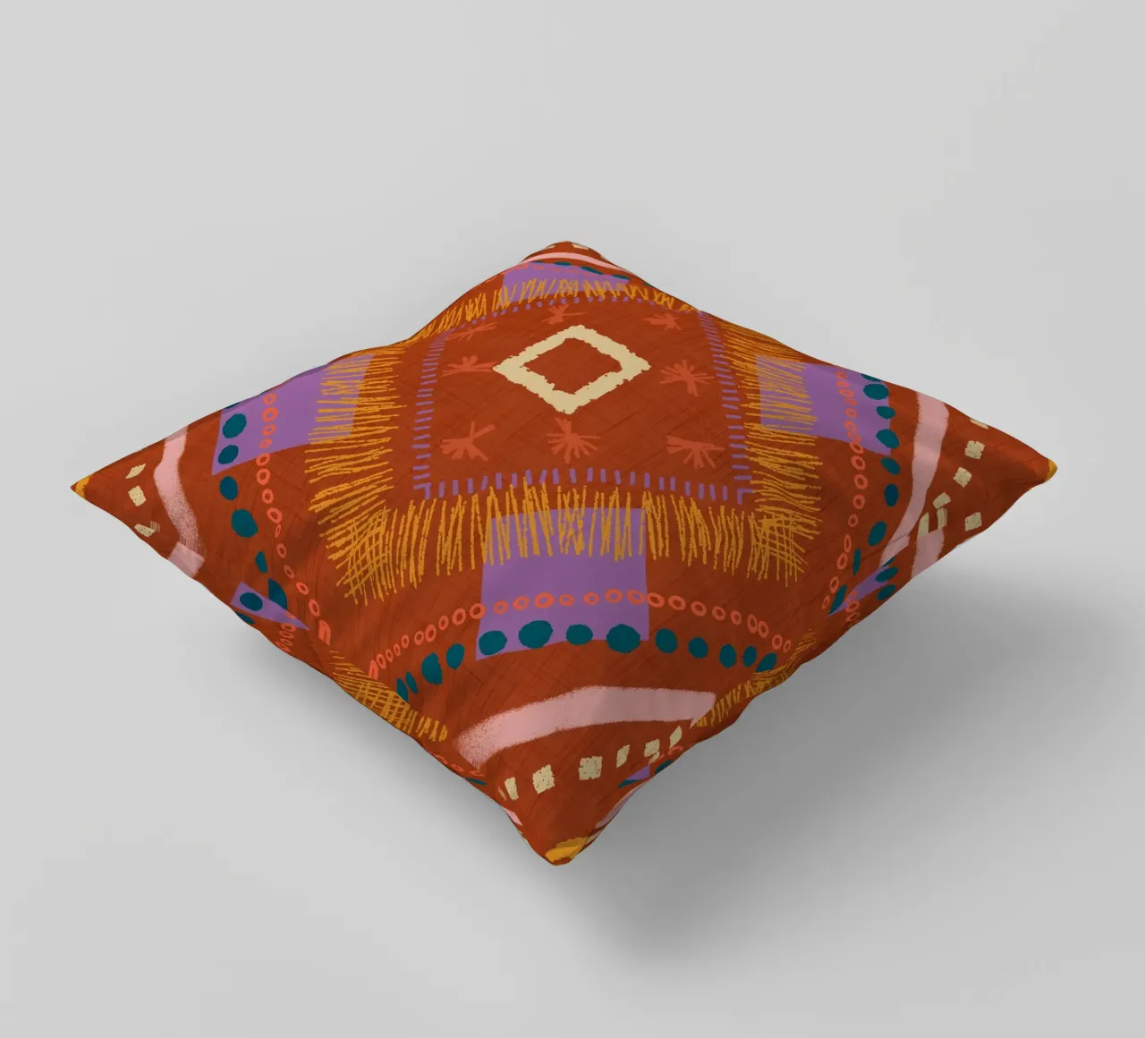 Boho Jewel Diamond Rust - Geometrico eclettico cuscino da susanacosta