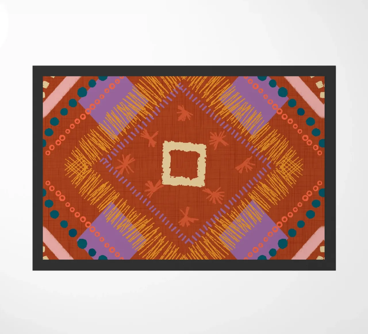 Boho Jewel Diamond Rust - Geometrico eclettico zerbino da susanacosta