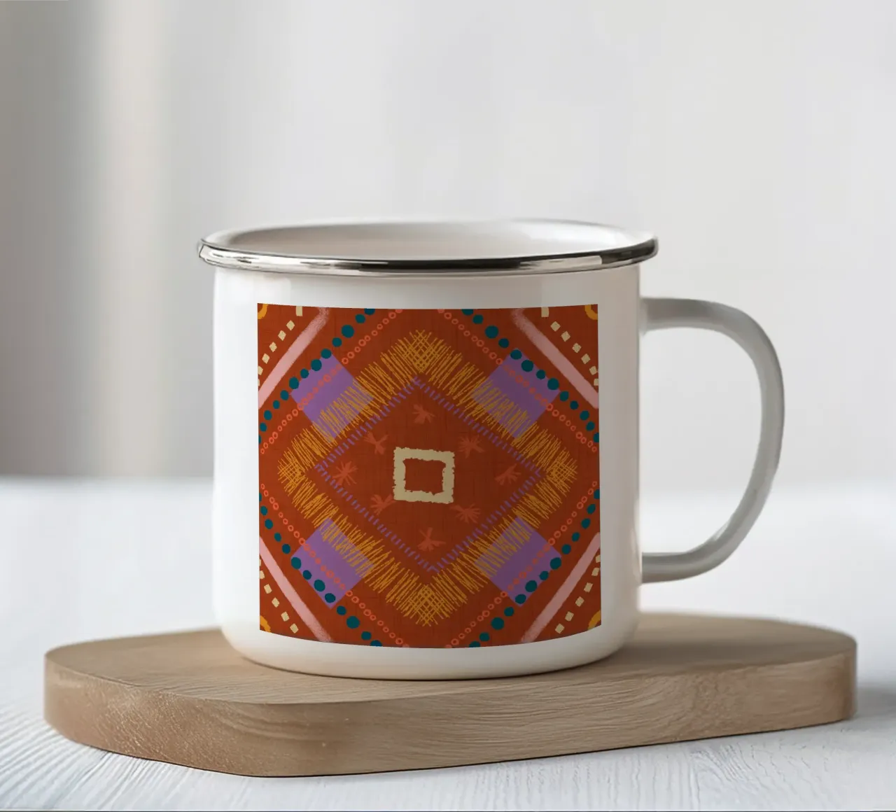 Boho Jewel Diamond Rust - Geometrico eclettico tazza in smalto da susanacosta
