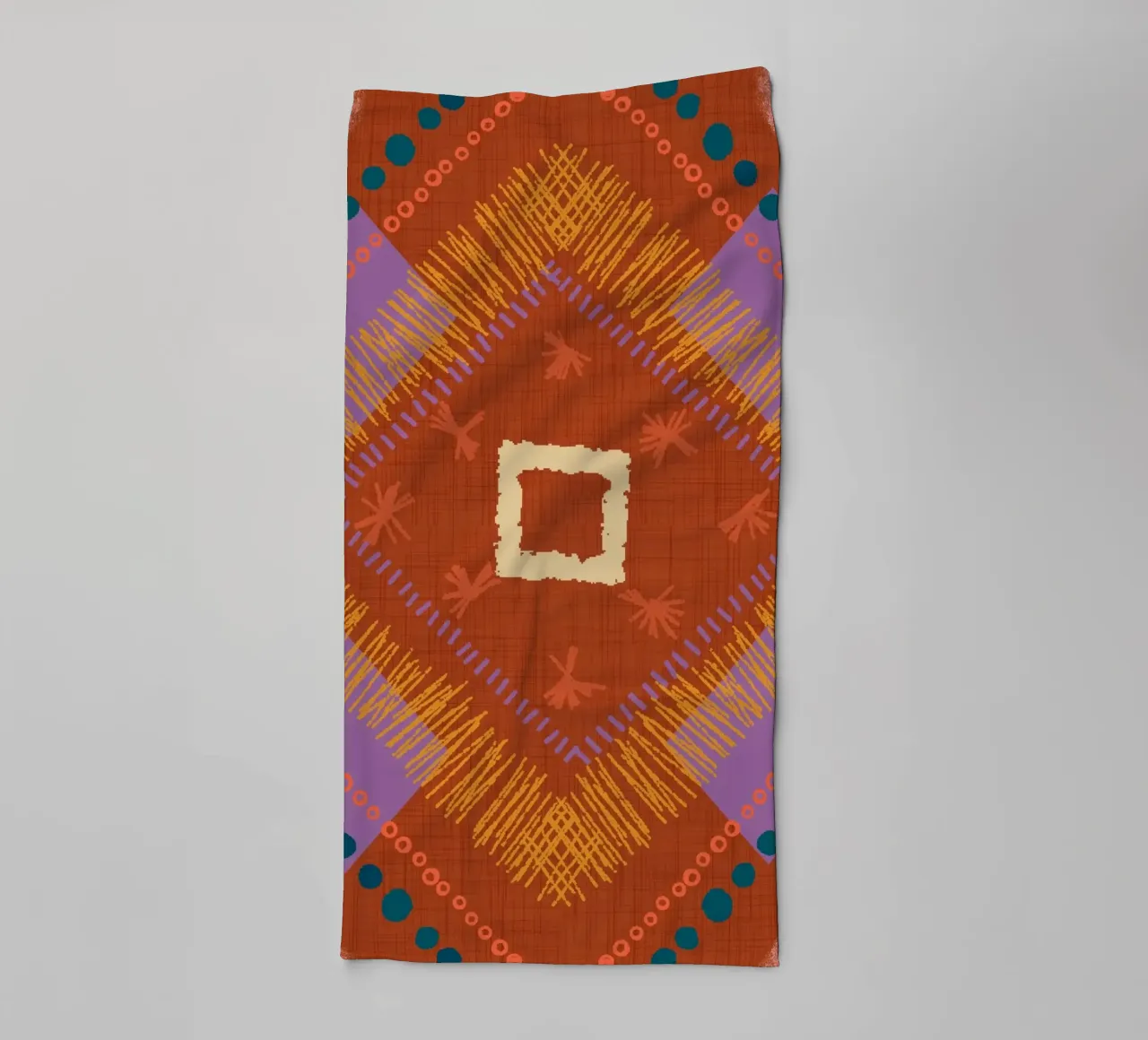 Boho Jewel Diamond Rust - Geometrico eclettico asciugamano da bagno da susanacosta