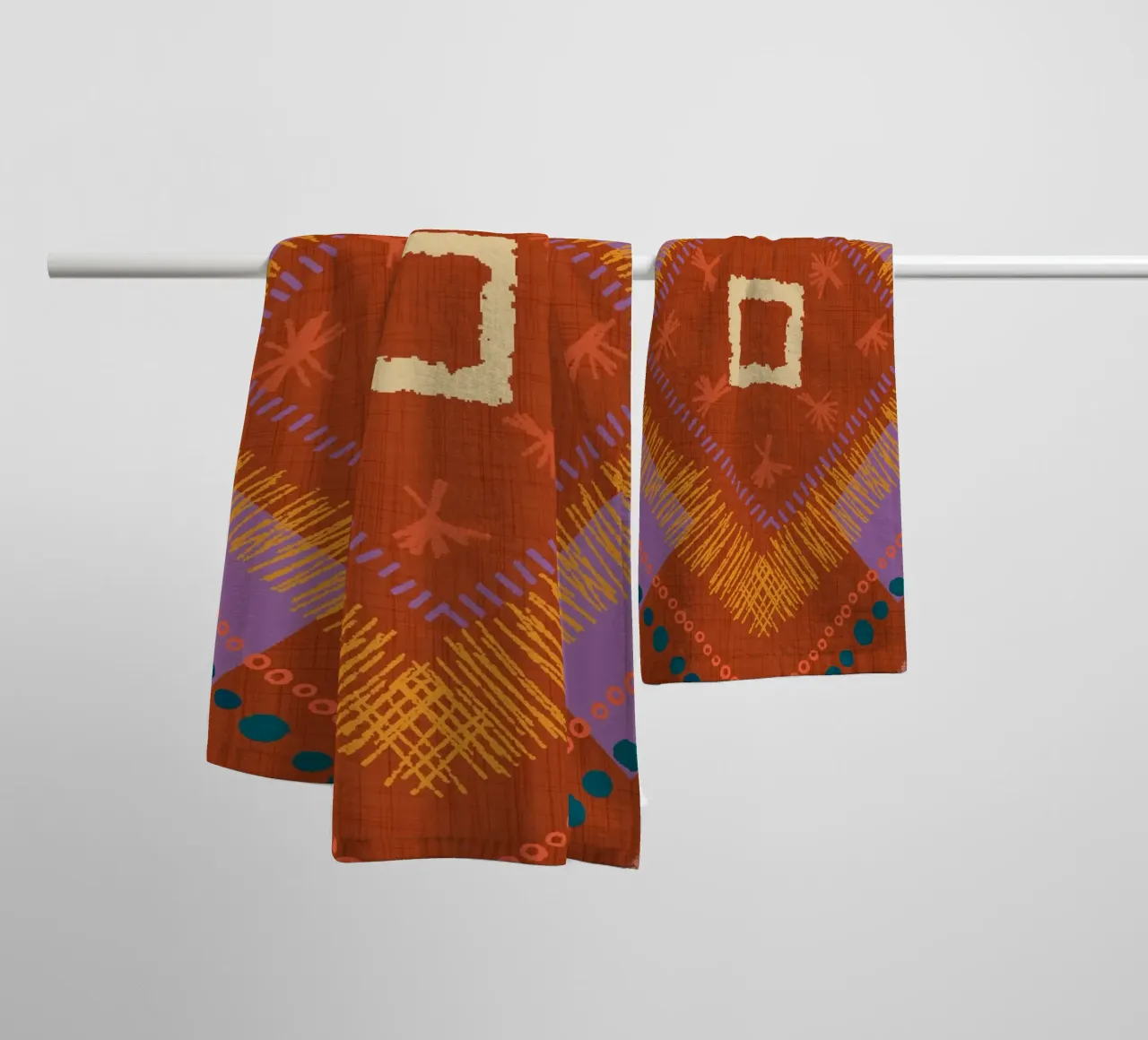 Boho Jewel Diamond Rust - Geometrico eclettico asciugamano da bagno da susanacosta