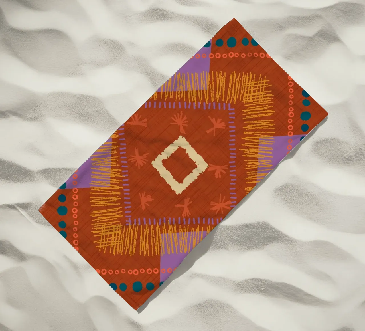 Boho Jewel Diamond Rust - Geometrico eclettico telo mare da susanacosta