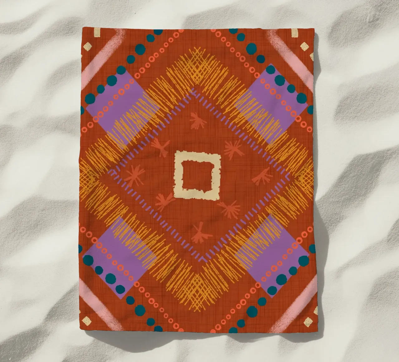 Boho Jewel Diamond Rust - Geometrico eclettico telo mare da susanacosta