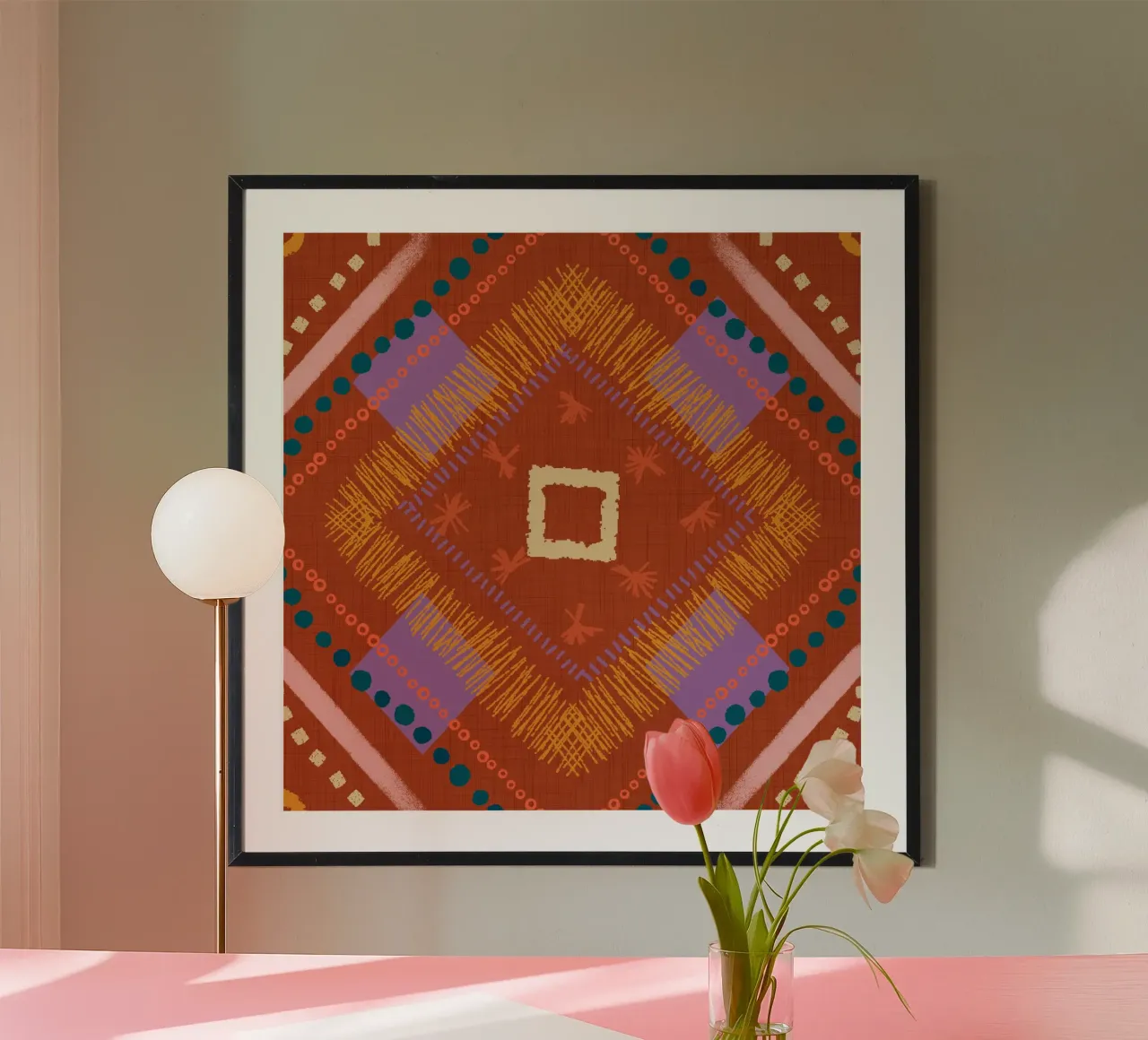 Boho Jewel Diamond Rust - Geometrico eclettico carta hahnemühle da susanacosta