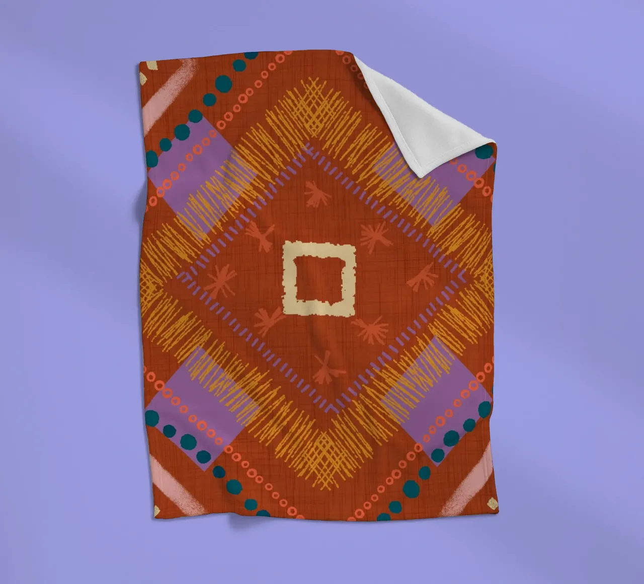 Boho Jewel Diamond Rust - Geometrico eclettico coperta in pile da susanacosta