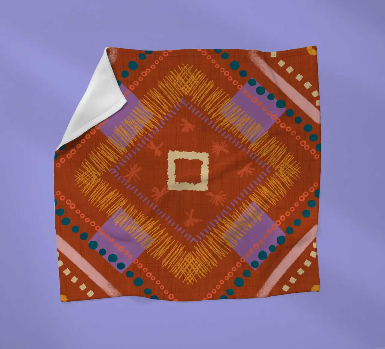 Boho Jewel Diamond Rust - Geometrico eclettico coperta in pile da susanacosta