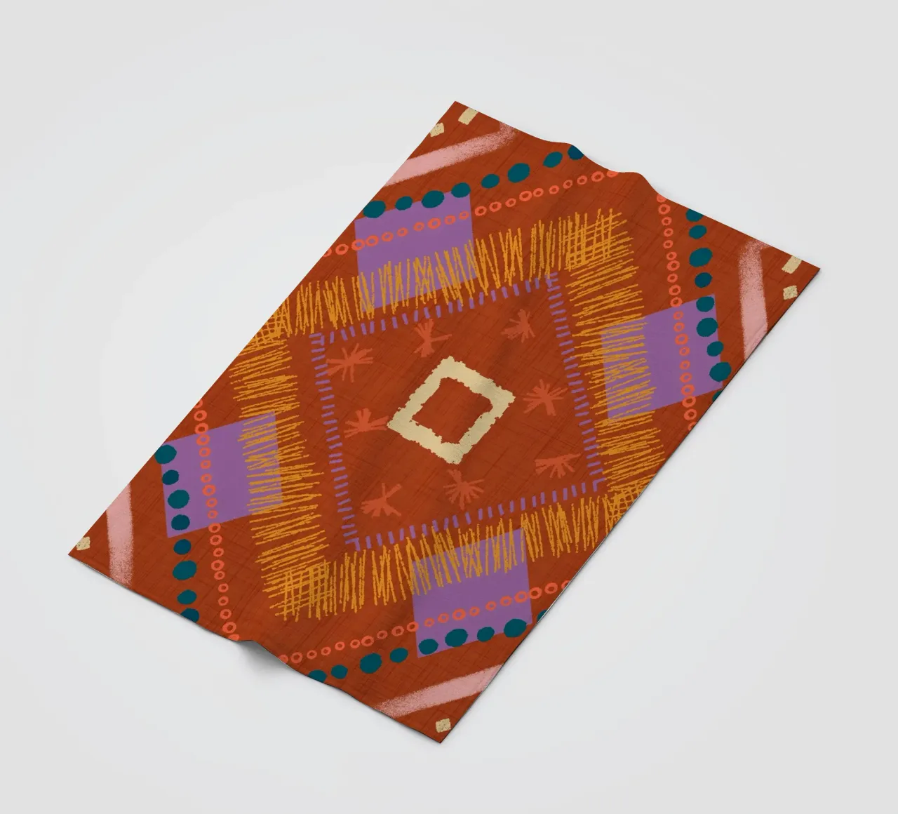 Boho Jewel Diamond Rust - Geometrico eclettico coperta in pile da susanacosta