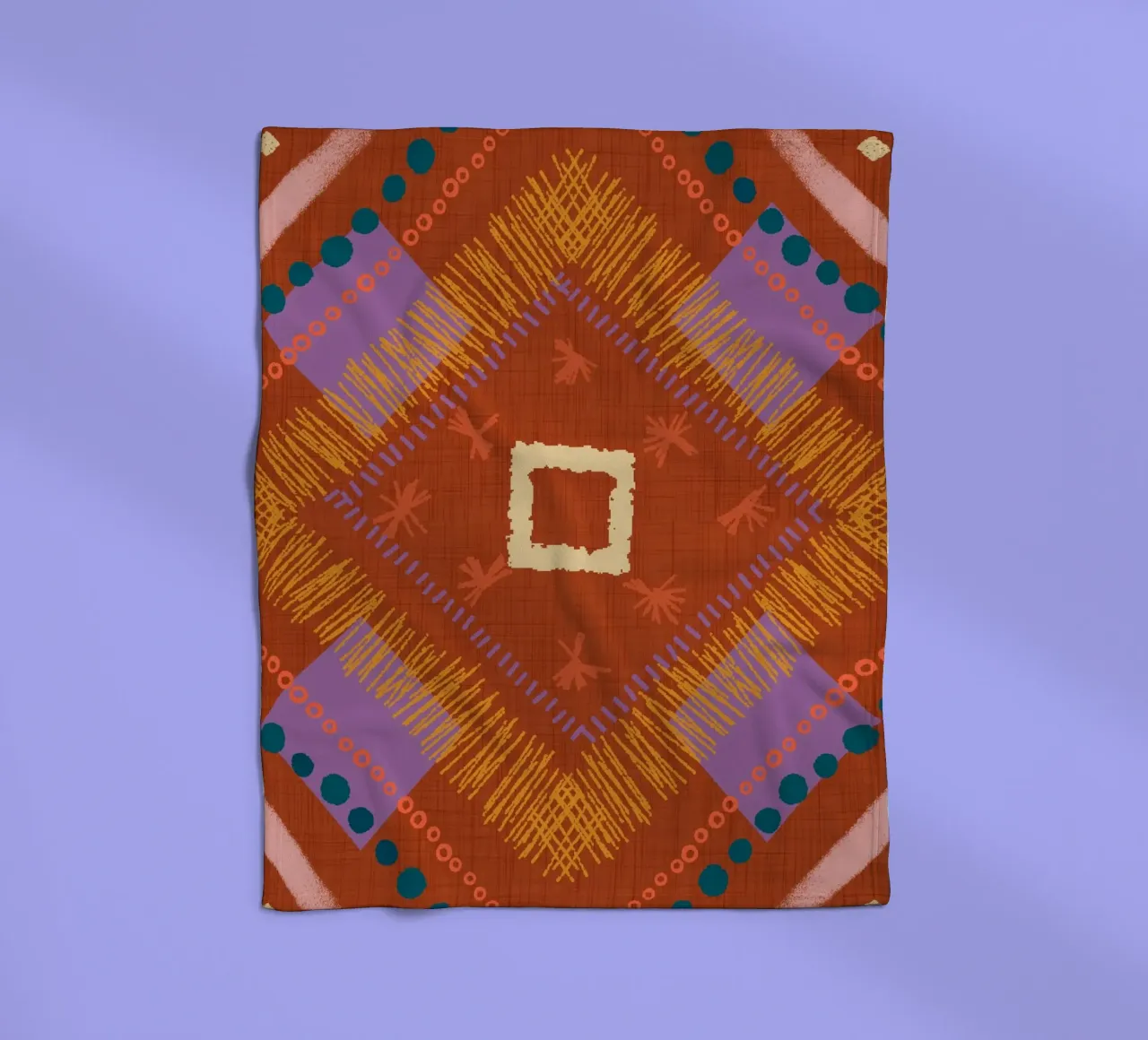 Boho Jewel Diamond Rust - Geometrico eclettico coperta in pile da susanacosta