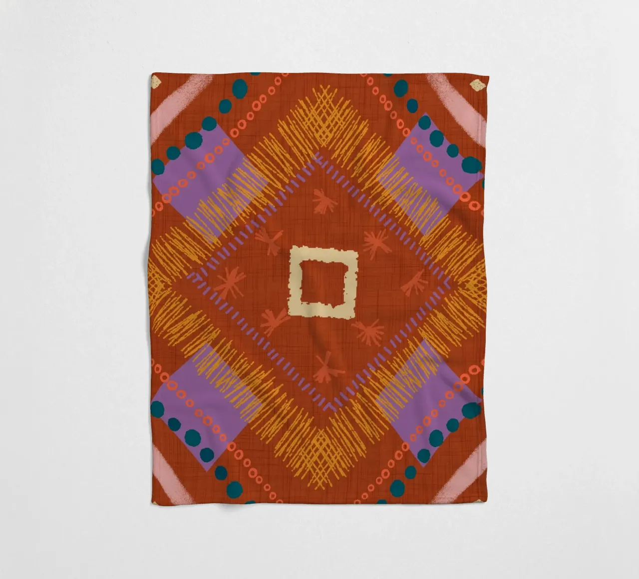 Boho Jewel Diamond Rust - Geometrico eclettico coperta in pile da susanacosta