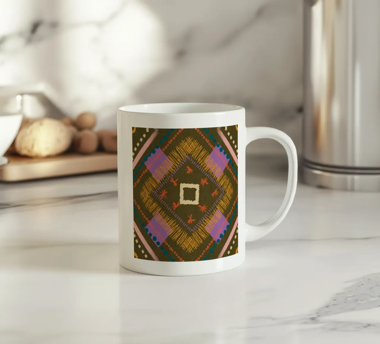 Gioiello Boho Diamond Olive - Geometrico eclettico tazza in ceramica da susanacosta