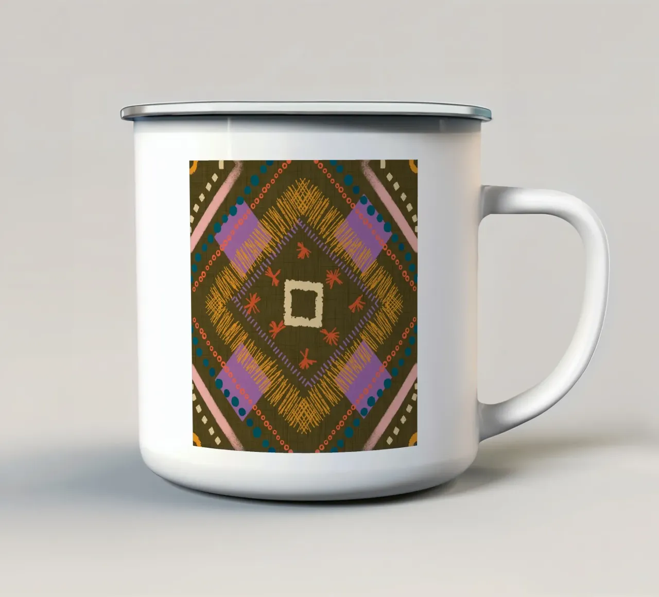 Gioiello Boho Diamond Olive - Geometrico eclettico tazza in smalto da susanacosta