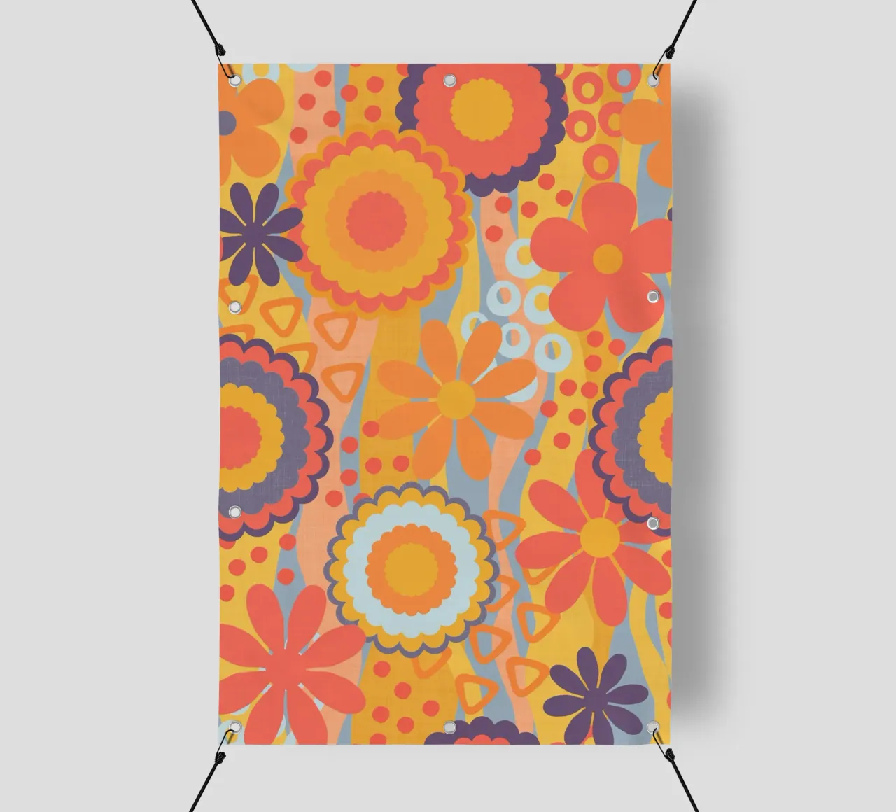 Anima anni Settanta Groovy Flower Power Colori retrò telo in pvc da Andrea Haase Modern Home