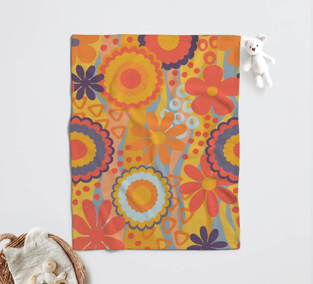 Anima anni Settanta Groovy Flower Power Colori retrò coperta in pile da Andrea Haase Modern Home