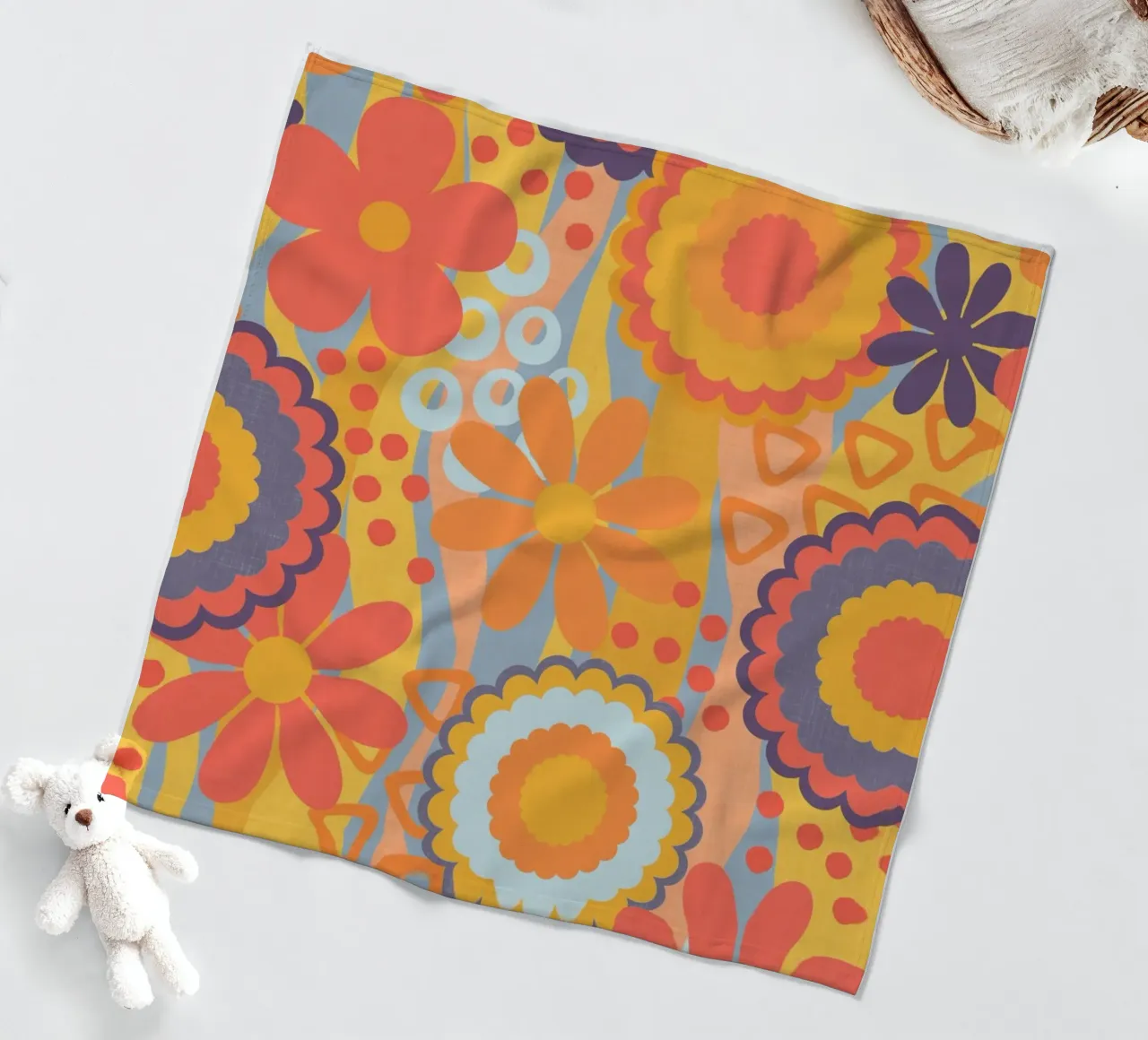 Anima anni Settanta Groovy Flower Power Colori retrò coperta in pile da Andrea Haase Modern Home
