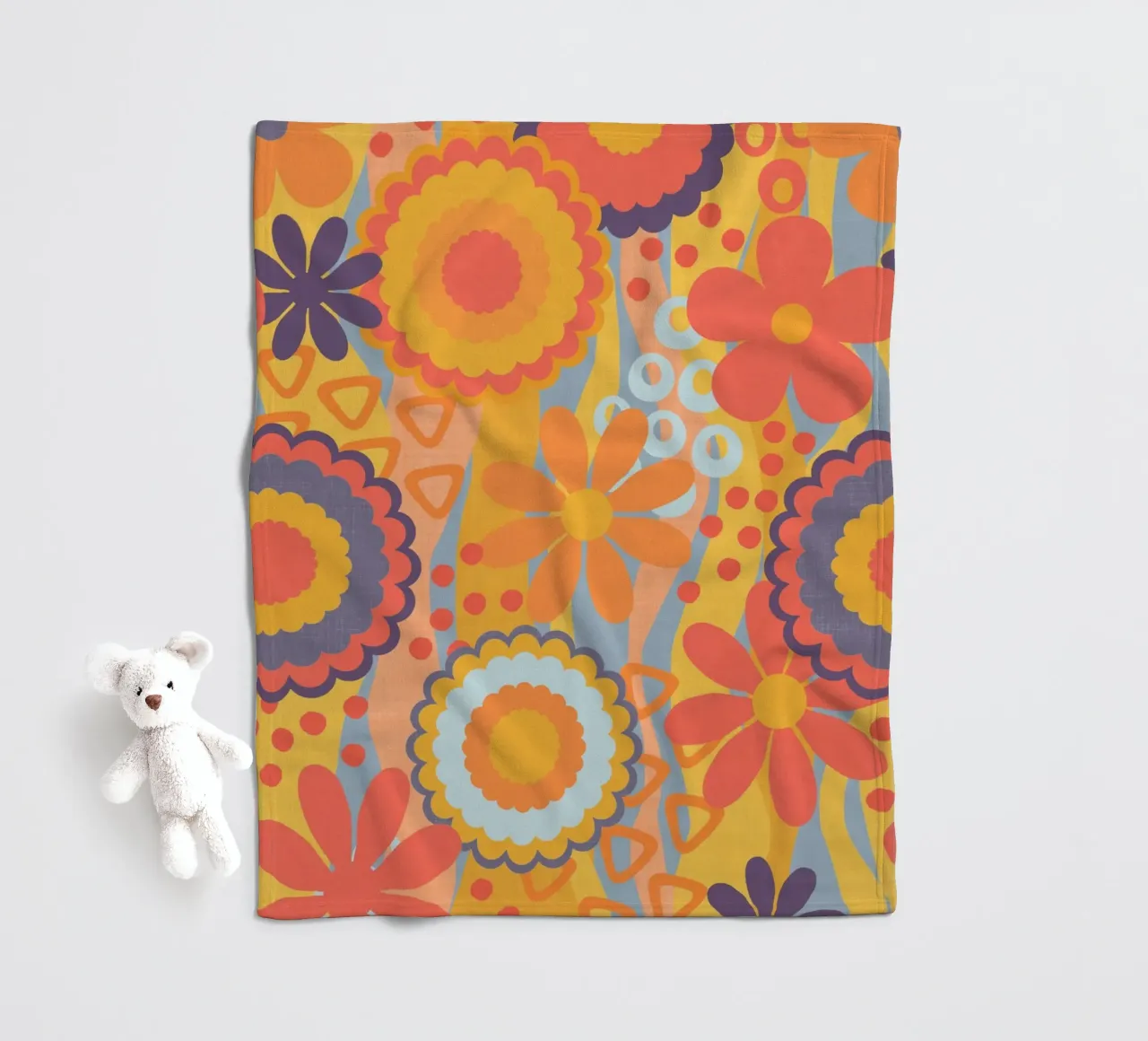 Anima anni Settanta Groovy Flower Power Colori retrò coperta in pile da Andrea Haase Modern Home