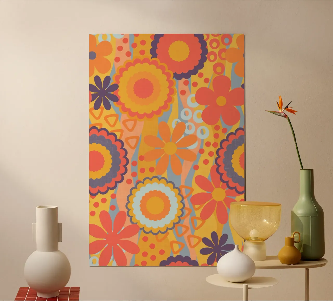 Anima anni Settanta Groovy Flower Power Colori retrò carta hahnemühle da Andrea Haase Modern Home