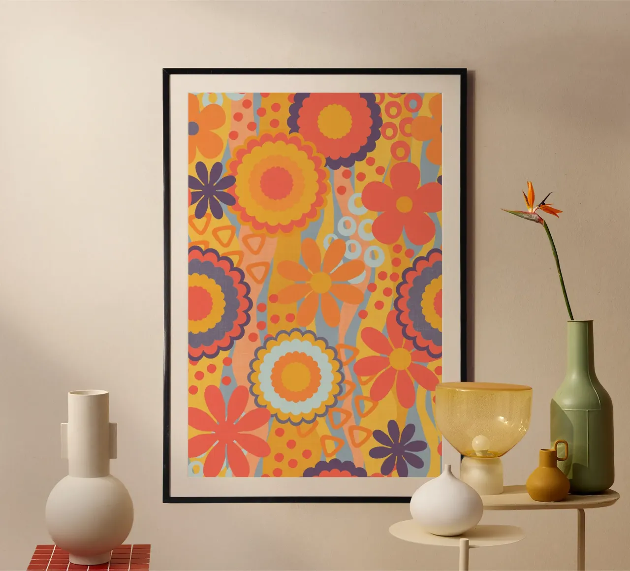 Anima anni Settanta Groovy Flower Power Colori retrò carta hahnemühle da Andrea Haase Modern Home