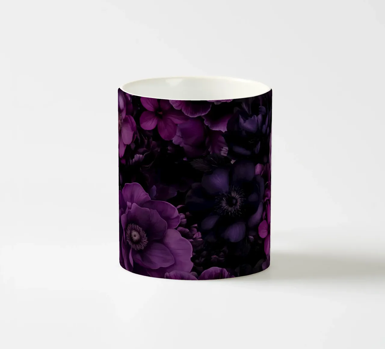 Bloemen Symfonie Fuchsia Pruim Blauw keramische mok van Andrea Haase Floral Passion