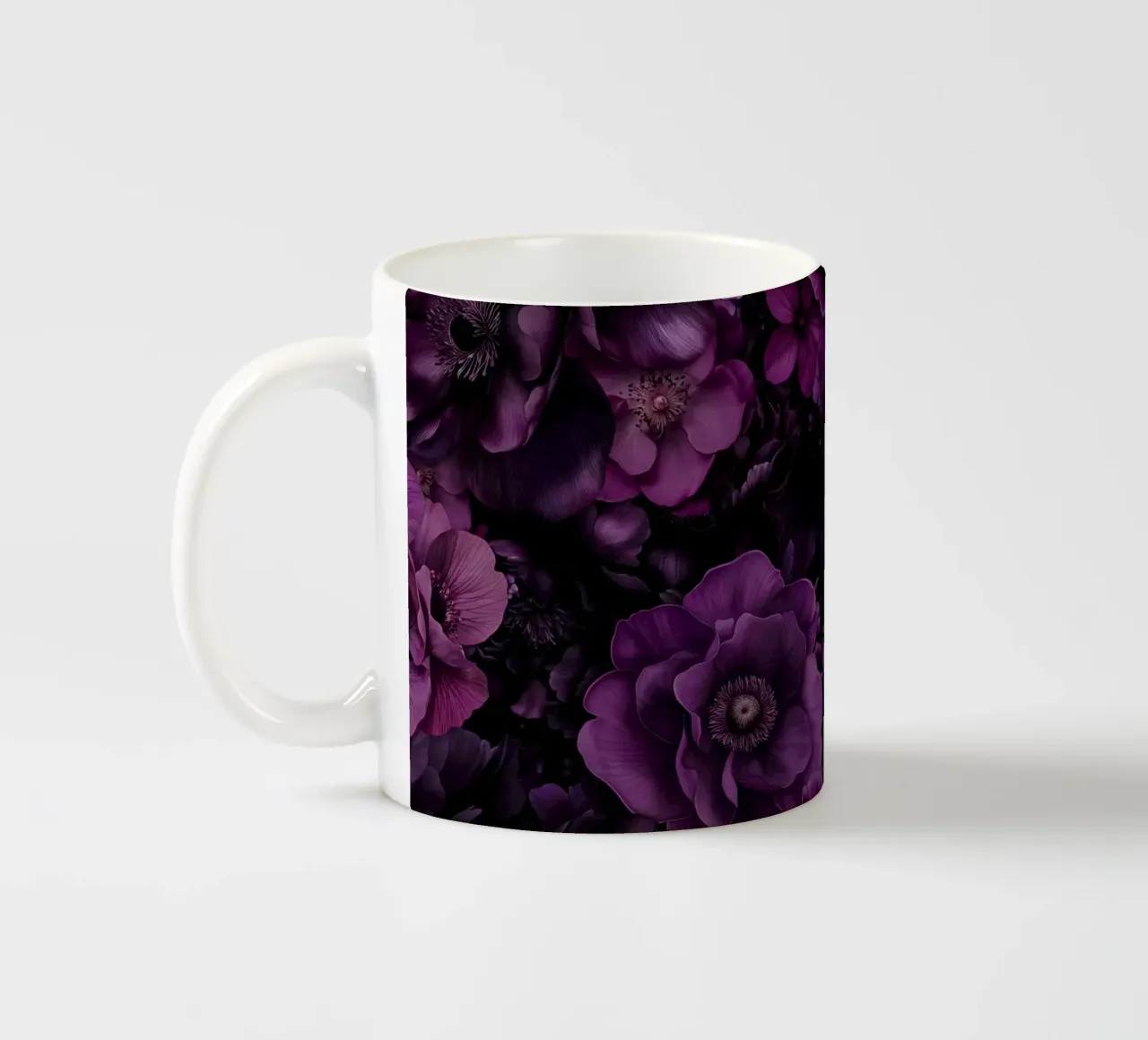 Bloemen Symfonie Fuchsia Pruim Blauw keramische mok van Andrea Haase Floral Passion