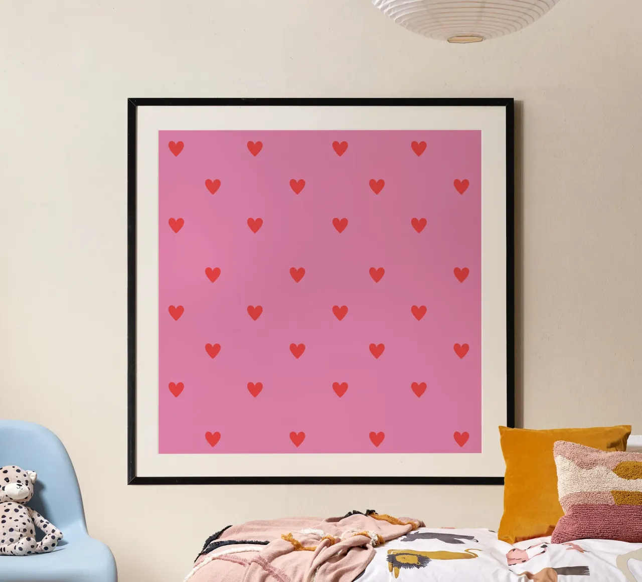Pink Hearts poster van Studio ROSAGRAU