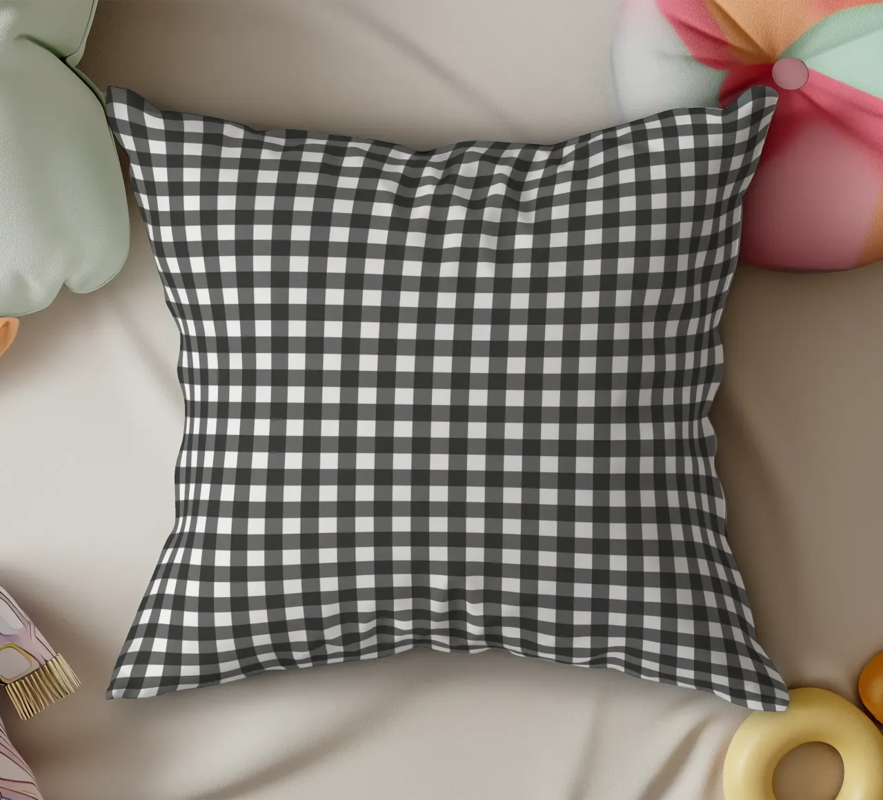 Gingham Check Schwarz cuscino da Studio ROSAGRAU