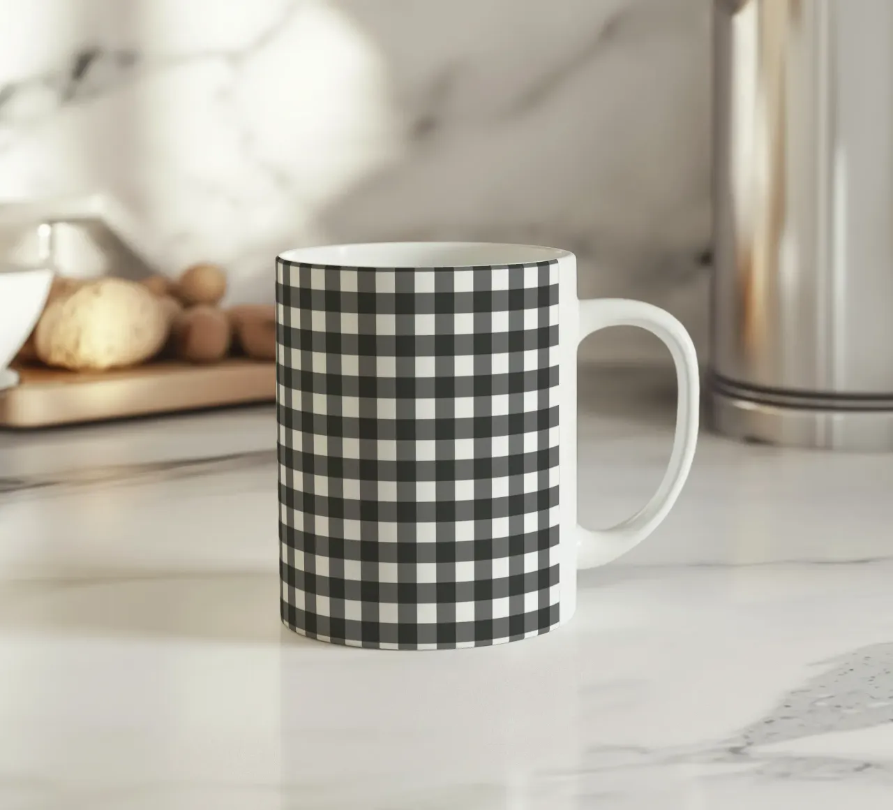 Gingham Check Schwarz tazza in ceramica da Studio ROSAGRAU