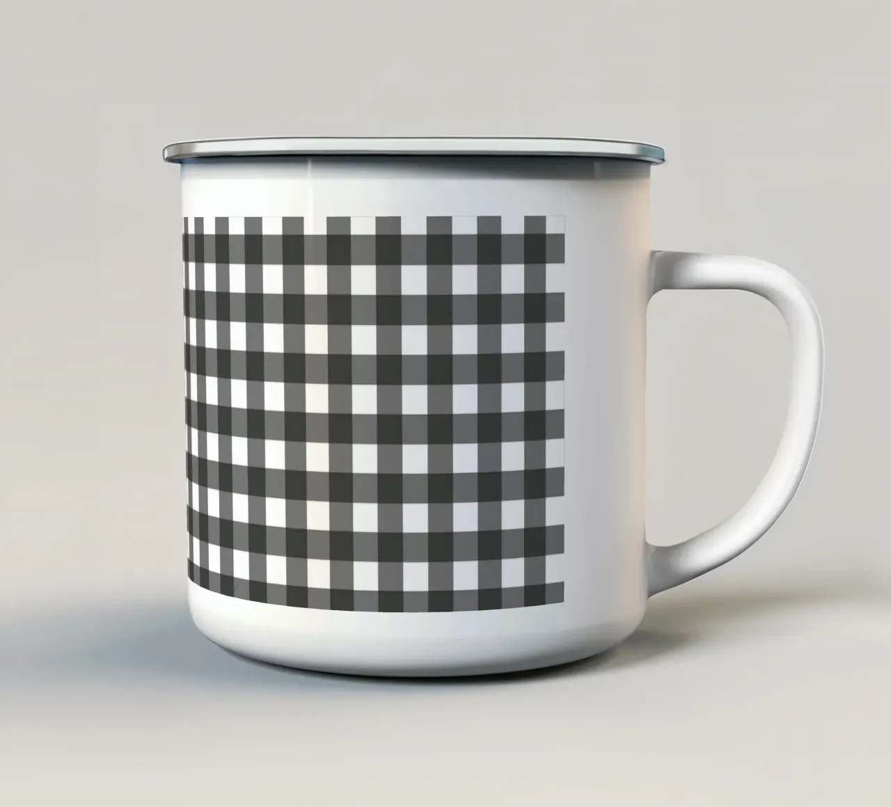 Gingham Check Schwarz tazza in smalto da Studio ROSAGRAU