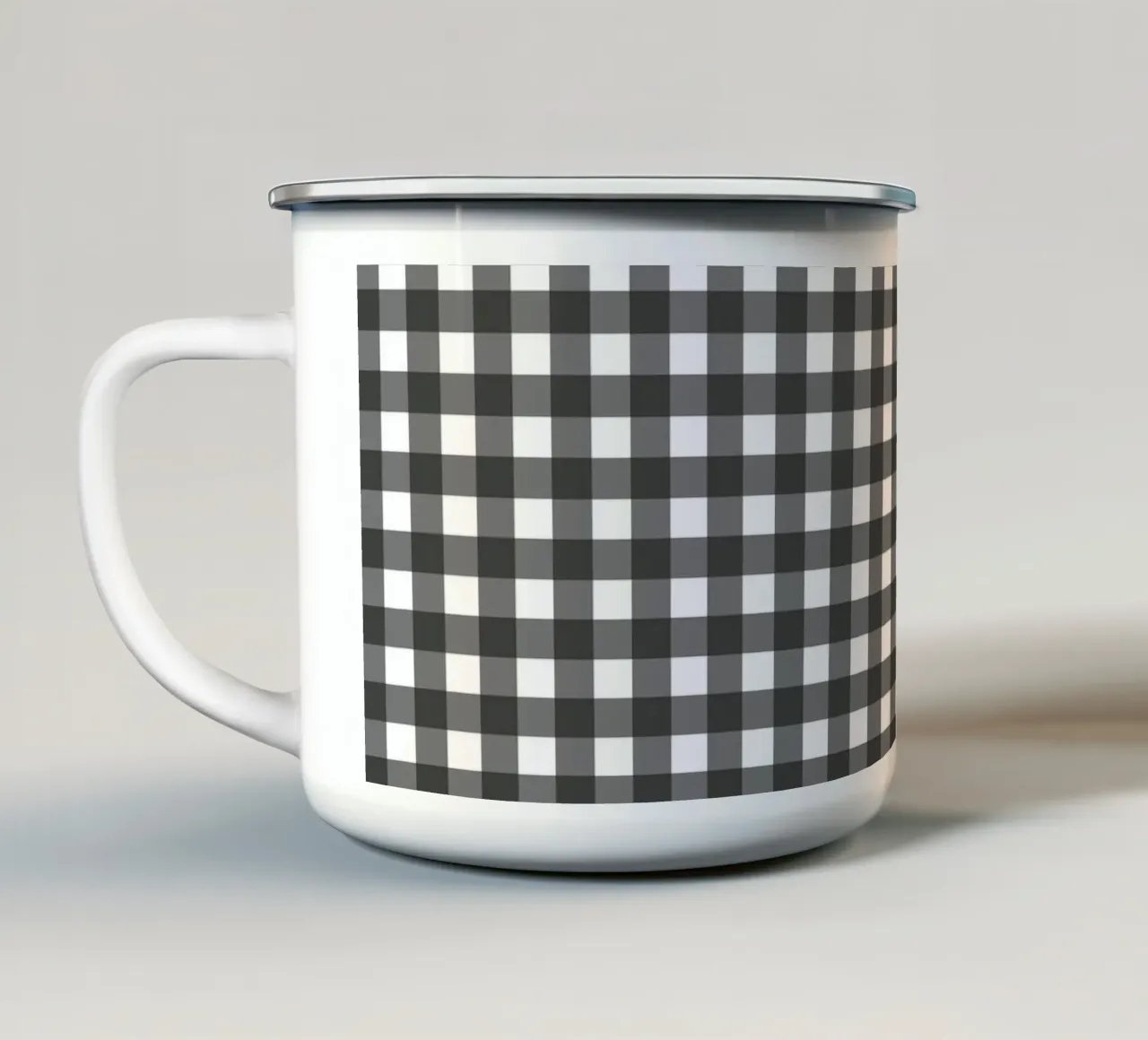 Gingham Check Schwarz tazza in smalto da Studio ROSAGRAU