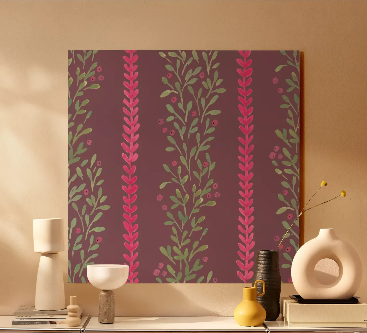 Pink berry lines acrylic glass by kosarandrea