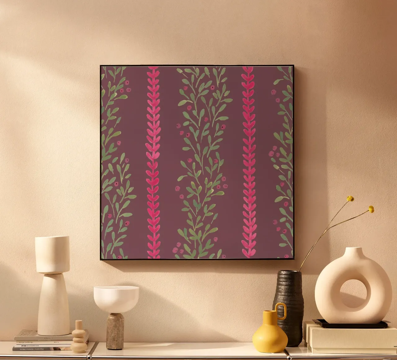 Pink berry lines alu-dibond by kosarandrea