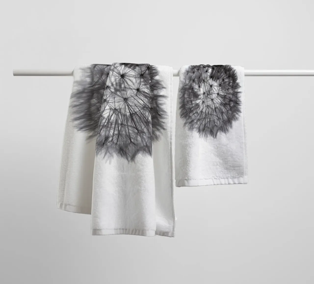 grey GRAFIC dandelion asciugamano da bagno da Studio Nahili