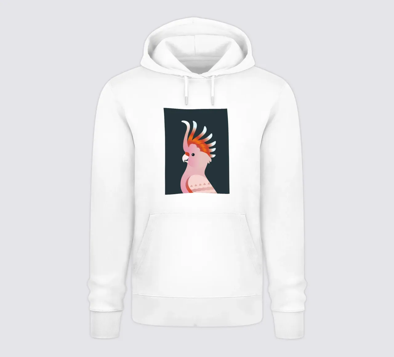 Uccello cacatua rosa felpa con cappuccio da Schuhmann Design