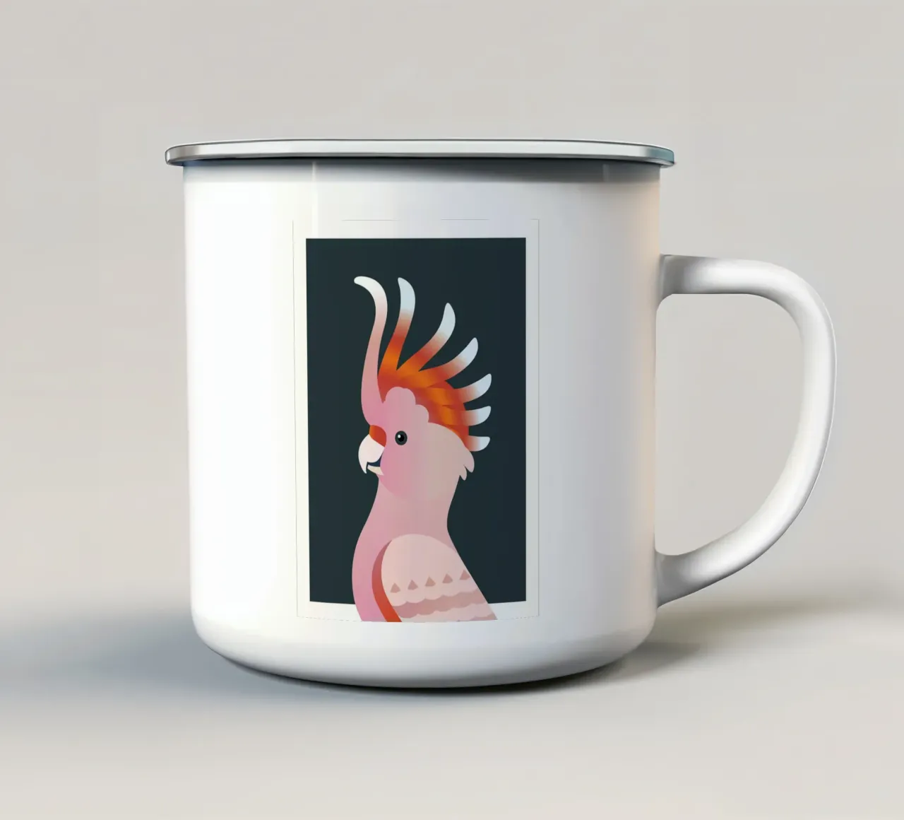 Uccello cacatua rosa tazza in smalto da Schuhmann Design