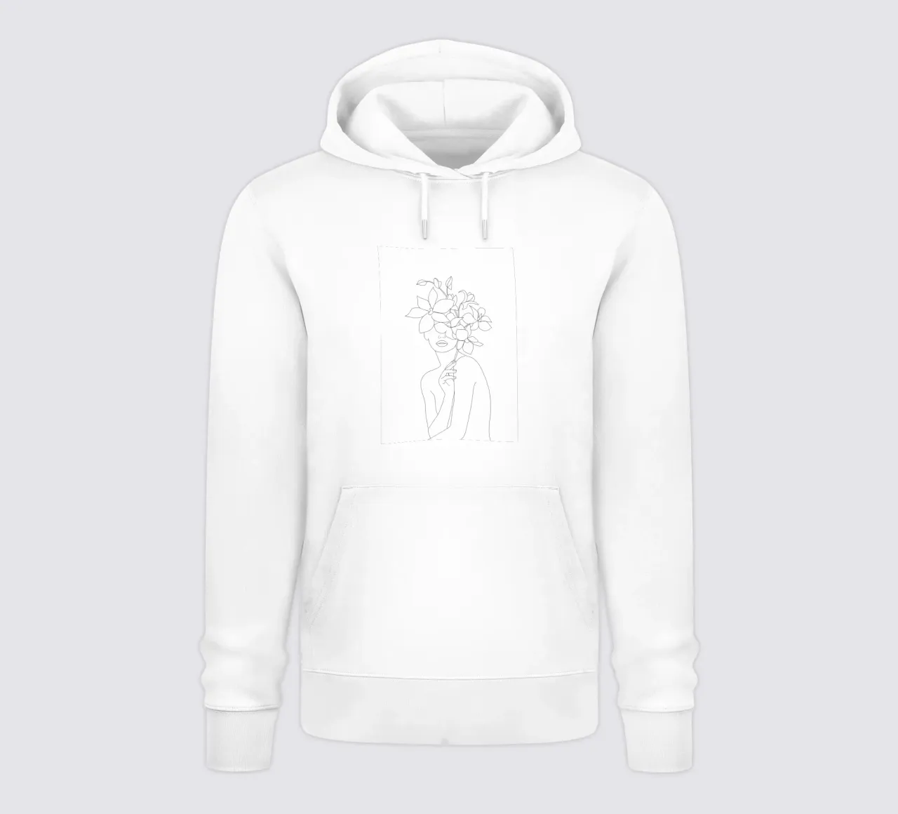 Minimal Line Art Woman with Orchids felpa con cappuccio da Nadjaa