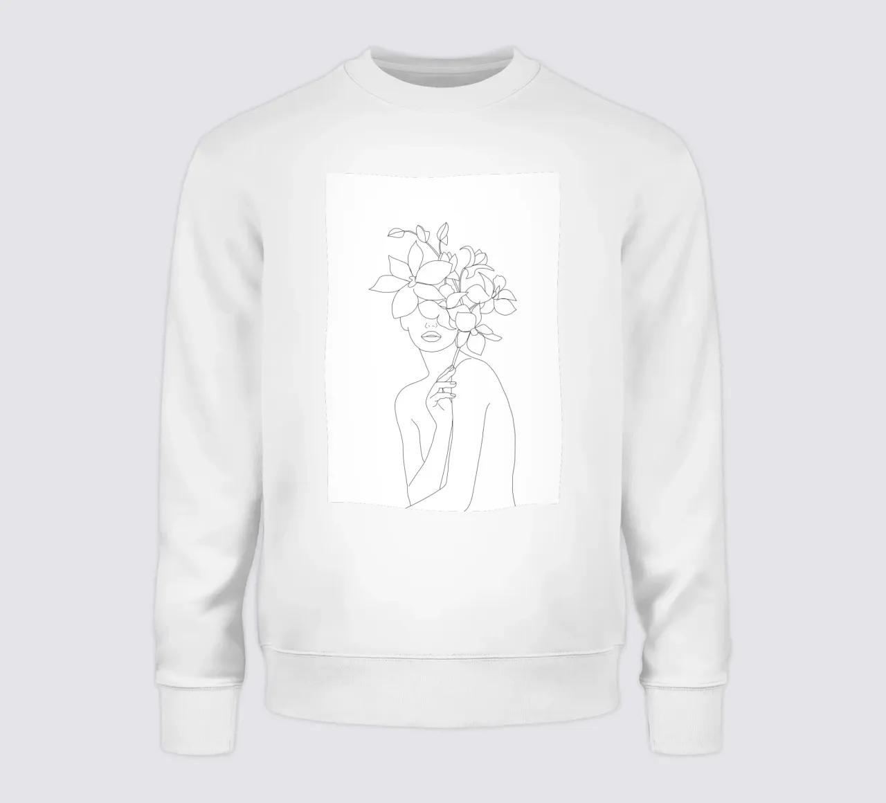 Minimal Line Art Woman with Orchids felpa da Nadjaa